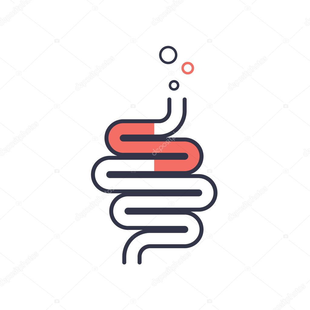 Intestinal gas vector icon isolated on white background