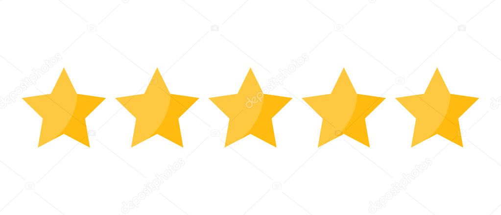 Five stars rating icon on white. Vector illustration