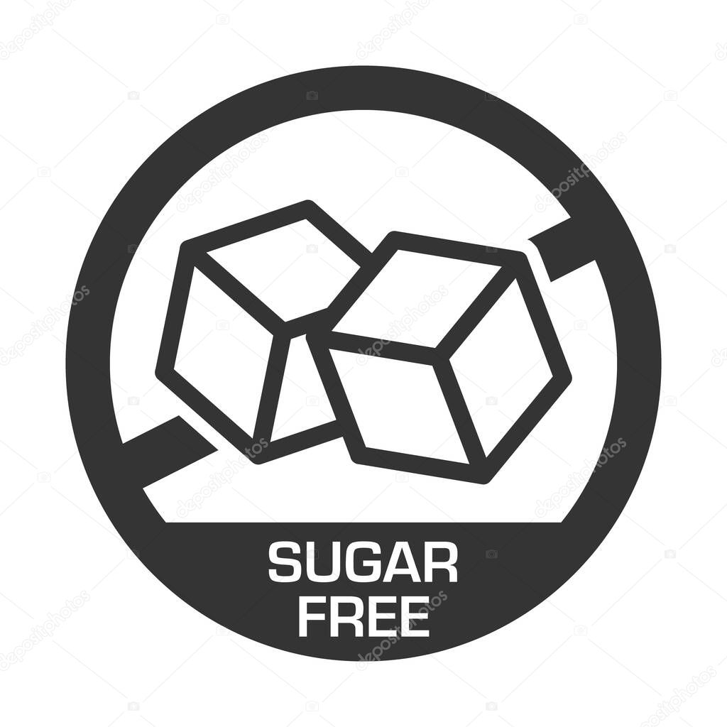 Sugar free label for no sugar added product package icon design template. Vector blue sugar free food symbol