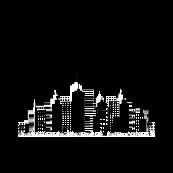 Silhouette de ville vectorielle avec fenêtres . — Image vectorielle