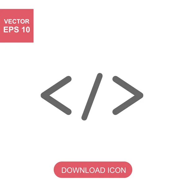 Código Ícone na moda estilo plano isolado em fundo cinza . — Vetor de Stock