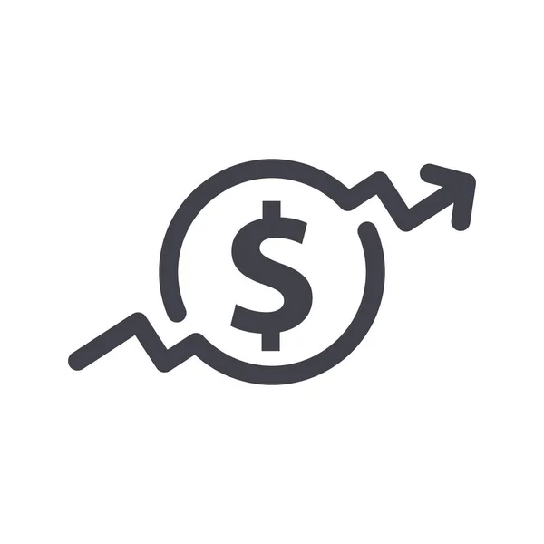 Geld-Symbol mit Streckpfeil nach oben. — Stockvektor