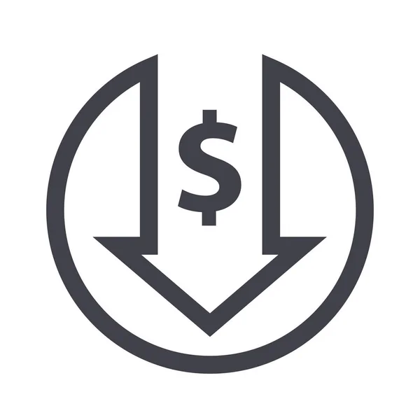 Dollar arrow decrease icon. — 스톡 벡터