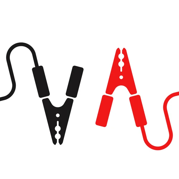 Batería del coche jumper cables de alimentación — Vector de stock