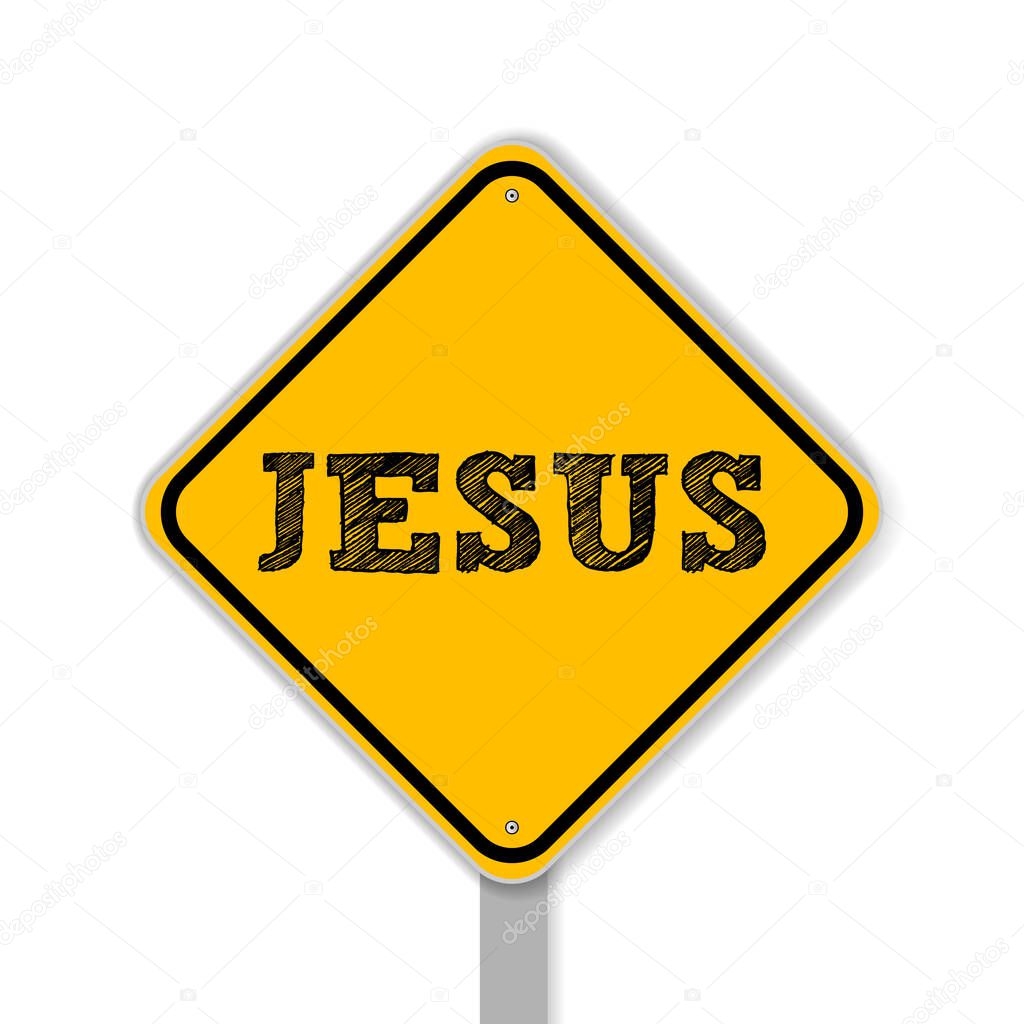 Jesus road sign with on white background