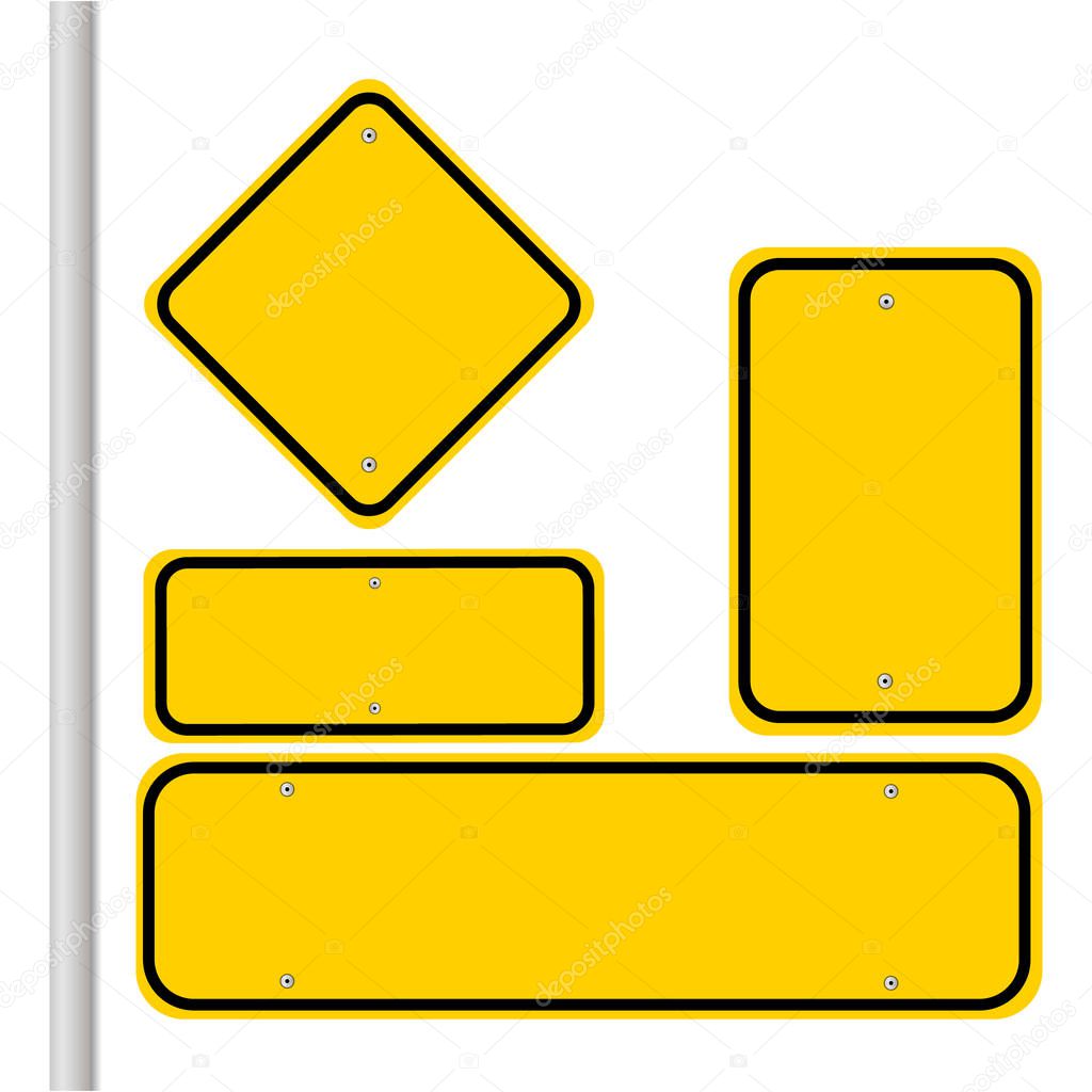 Blank traffic road sign set