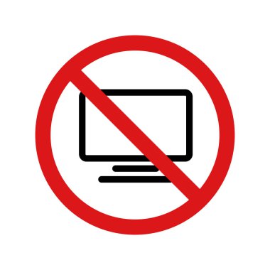 Yasak TV simgesi. Eski bir TV vektör işareti yok. Yasak video izleme simgesi.