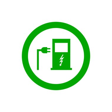 Road sign template of car charging station clipart