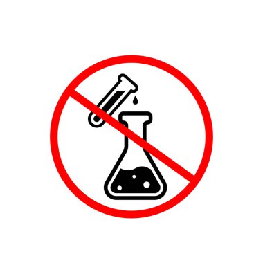 Kimyasal test tüpüyle yasak işaret. Vektör illüstrasyonu