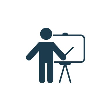 Demo, konuşma, gösteri ikonu vektör görüntüsü. Eğitim, akademik ve bilim için de kullanılabilir. Web uygulamalarında ve mobil uygulamalarda kullanılabilir