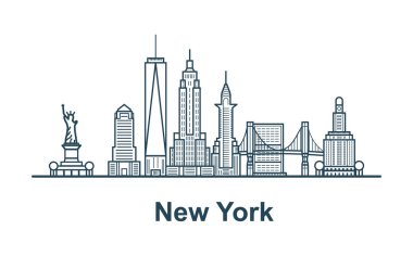New York 'un doğrusal bayrağı. Tüm binalar - arkaplan dolgusu ile özelleştirilebilir farklı nesneler, böylece projenizin bileşimini değiştirebilirsiniz.