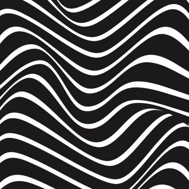 Optik sanat soyut arka plan dalga tasarımı siyah ve beyaz. Vektör illüstrasyonu