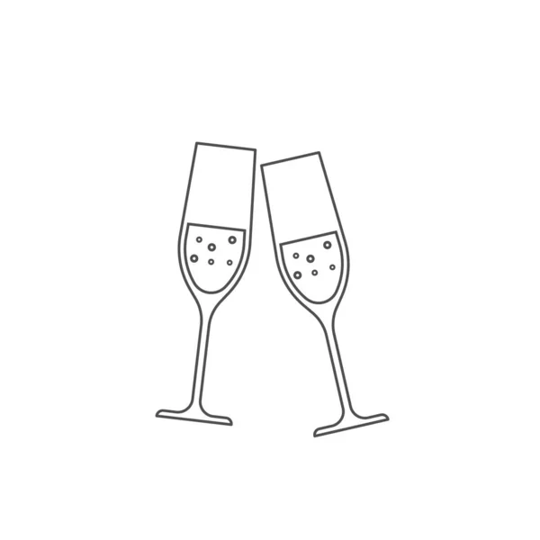 Vector image of the champagne glasses icon — Stock Vector