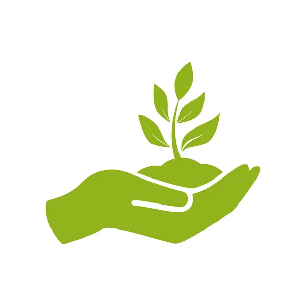 Pflanze in der Hand. Vektorsymbol — Stockvektor