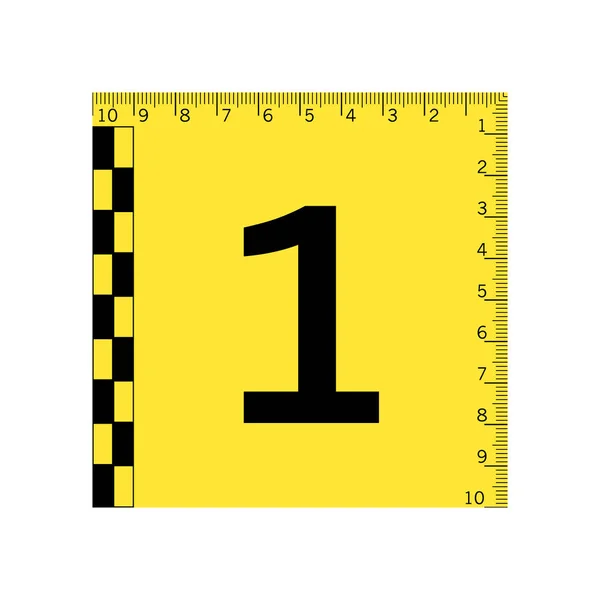 Marca de evidencia numérica forense con reglas de medición. Ilustración vectorial — Vector de stock