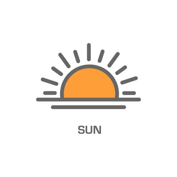 Solen platt ikon. Skriv på solen. Vektorlogotyp för webbdesign, mobil och infografik. — Stock vektor