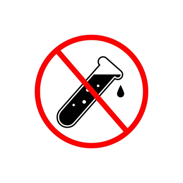 Signo prohibido con tubo de ensayo químico. Ilustración vectorial — Vector de stock