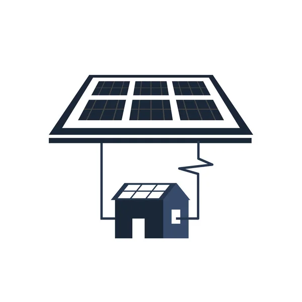 Painel solar e ícone da casa — Vetor de Stock