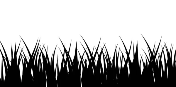 Set of Black Grass Silhouettes Isolated on White Background. Vector illustration. — Stock Vector