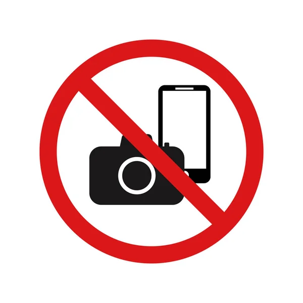 Foto en telefoon verboden waarschuwingsbord vector illustratie — Stockvector