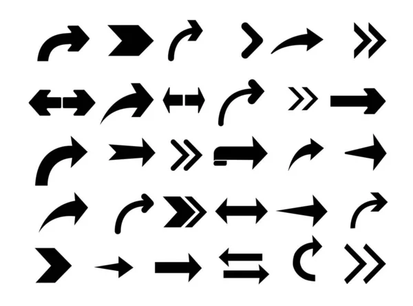 Set van zwarte pijl op wit — Stockvector