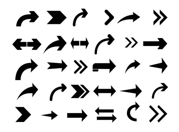 Set of black arrow on white