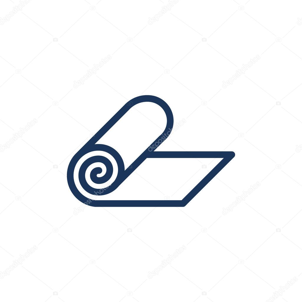 Roll of camping or fitness carpet icon on white background