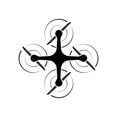 Fotoğraf ve video drone vektör simgesi beyaz arkaplanda düz biçimdedir.