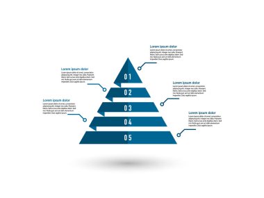 Piramit şeması şablonu, piramit bilgi grafikleri, dört adım bilgi grafikleri, vektör eps10 illüstrasyon