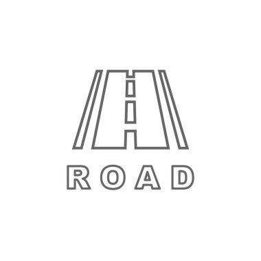 Yol çizgisi vektör simgesi. İnce çizgi siyah yol simgesi, düz vektör basit element illüstrasyonuName