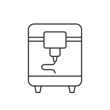 Beyaz üzerine vektör 3 boyutlu yazdırma çizgisi simgesi. Teknoloji konsepti