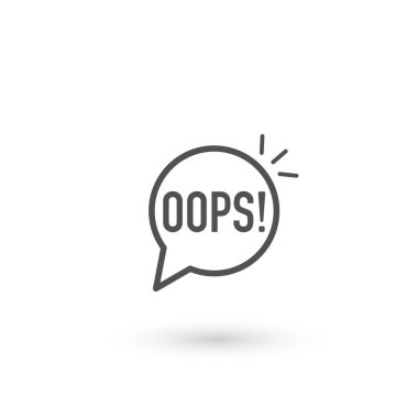 Siyah oops ince çizgi logosu. düz vuruş tarzı modayı takip eden konuşma balonu logoti grafik tasarım elementi beyaz arkaplanda izole edildi