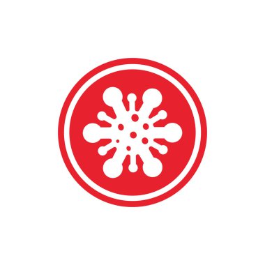 Grey Stop virüsü, bakteri, mikrop ve mikrop ikonu. Sarı işaret.