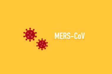 MERS-Cov ya da orta doğu solunum sendromu Coronavirus ve Novel Coronavirus 2019-nCoV 'un sarı arkaplanlı abstarct virüs modeli. Virüs Salgını Koruma Konsepti