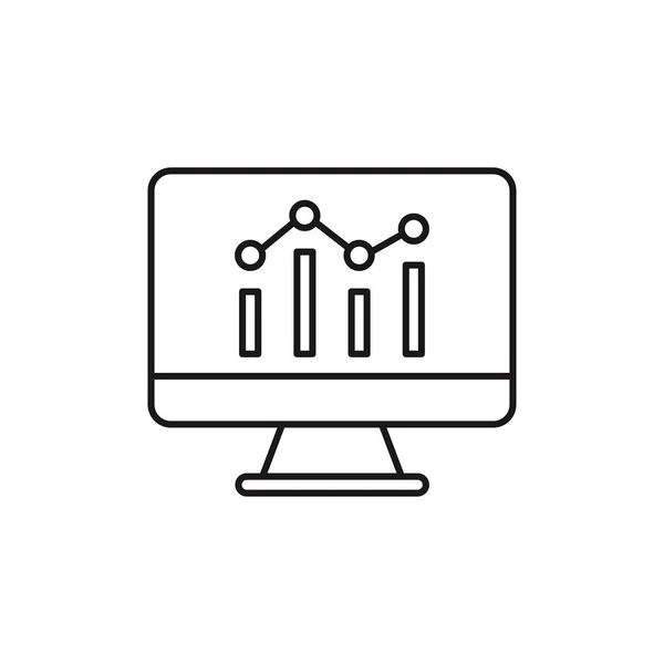 Computer Screen Showing Graphical Representations Denote Monitoring Icon Vector Sign — Stock Vector