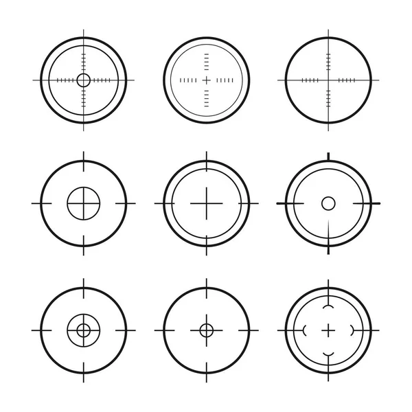 Objectif Cible Icônes Ensemble Militaire Crosshair Cible Arme Sniper Armée — Image vectorielle