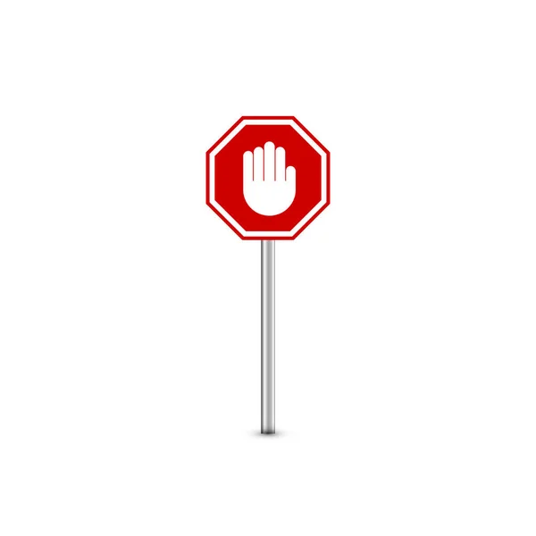 Adblock Atau Red Stop Sign Icon Dengan Tangan Ikon Vektor - Stok Vektor