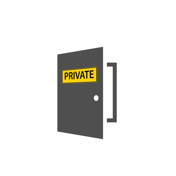 Εικονίδιο Ανοίγει Ιδιωτική Πόρτα Στο Λευκό Σήμα Διανύσματος — Διανυσματικό Αρχείο