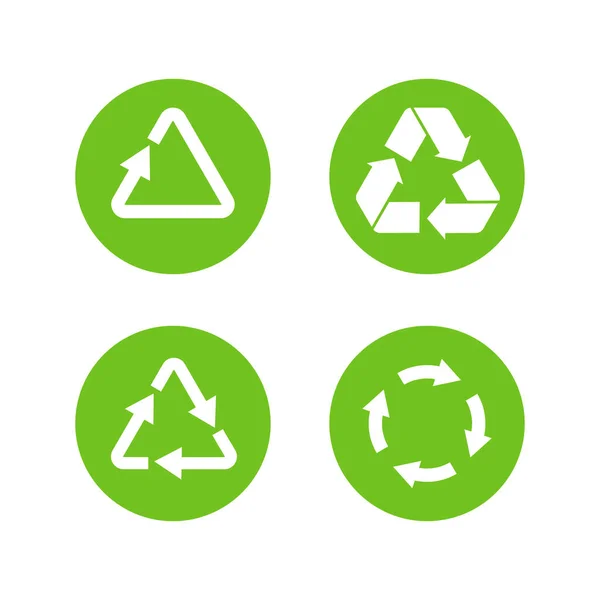Reciclar Vetor Ícone Fundo Branco Logotipo Verde Com Seta — Vetor de Stock