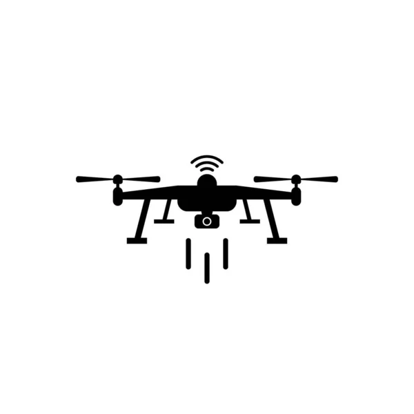 Photo Video Drone Vector Icon Flat Style White Background — Stock Vector