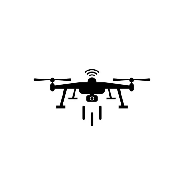 Fotoğraf ve video drone vektör simgesi beyaz arkaplanda düz biçimdedir.