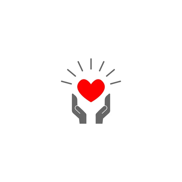 Corazón Mano Icono Sobre Fondo Blanco Signo Vectorial — Vector de stock