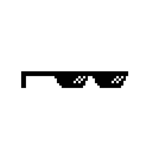 Pixel Schwarze Und Weiße Brille Vektorillustration Weißer Hintergrund — Stockvektor