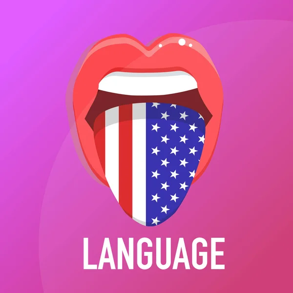 Dil Konsepti Öğreniyorum Ngilizce Öğreniyorum Dili Bayrakla Açık Düz Dizayn — Stok Vektör