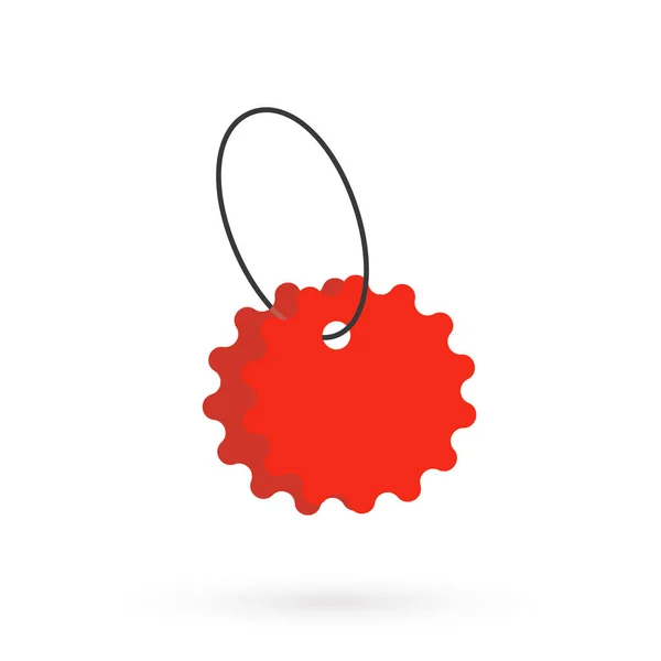 Пустой Красный Ярлык Ценник Шнуром Изолированный Белом Фоне Вектор — стоковый вектор