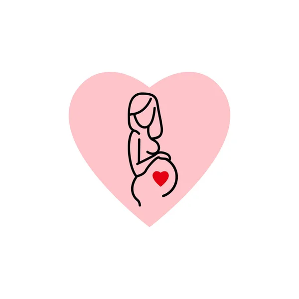 Pregnant Woman Icon White Stylized Vector Symbol — 스톡 벡터