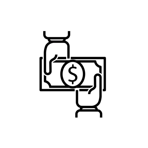 Twee Menselijke Handen Houden Dollarbiljet Vector Pictogram Betekenis Transfer Geld — Stockvector