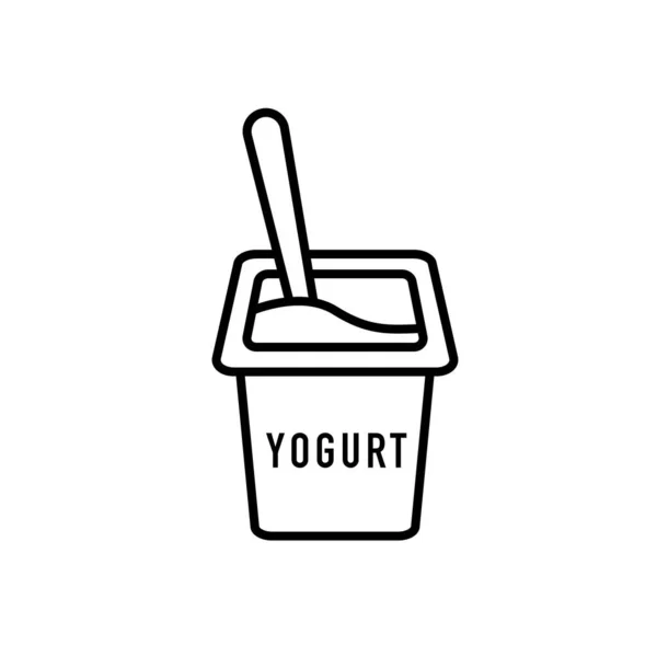 Yoghurt Ikon Linje Stil Vit Bakgrund — Stock vektor
