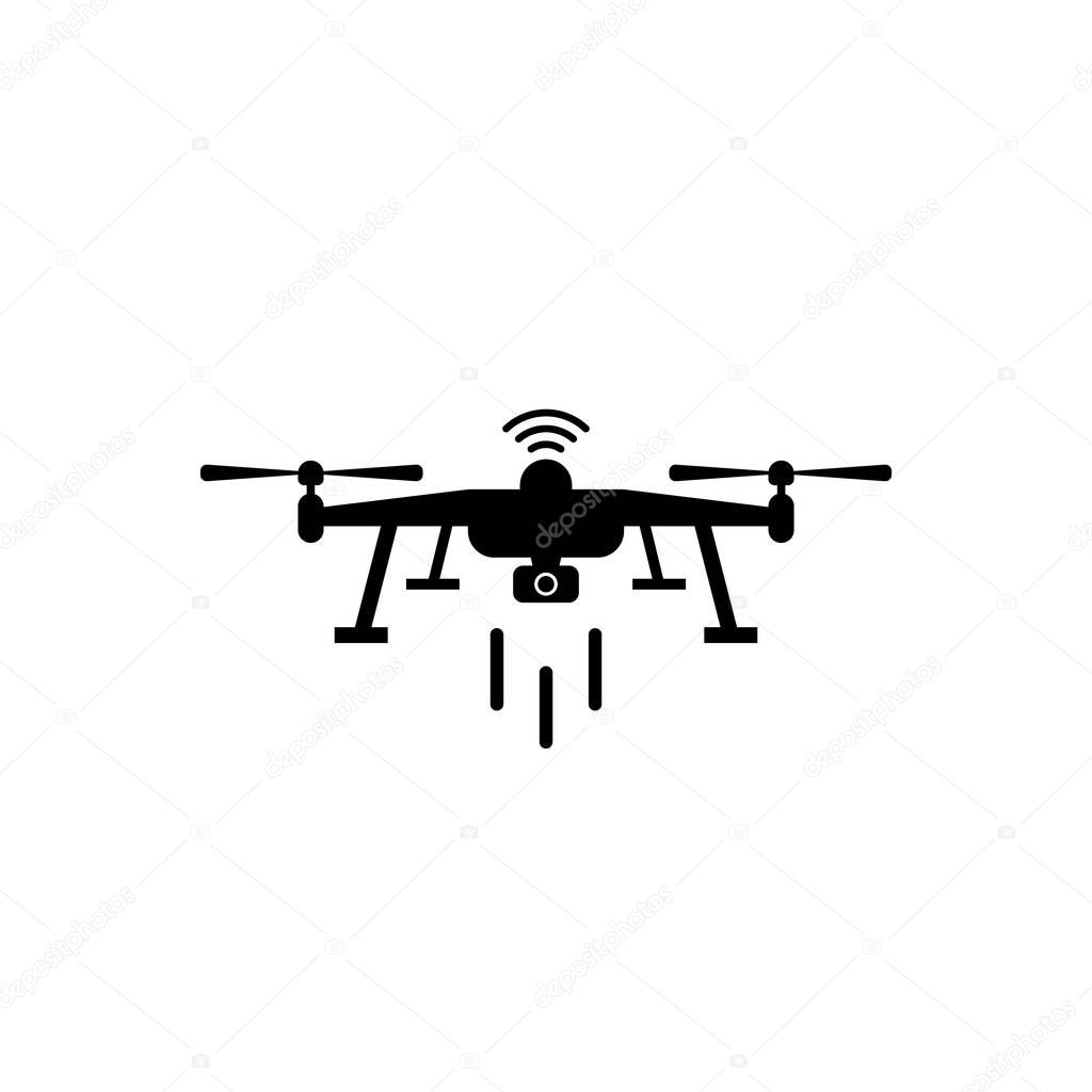 Photo and video drone vector icon in flat style on white background.