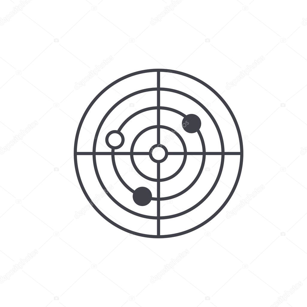 Radar icon on white background. Vector sign